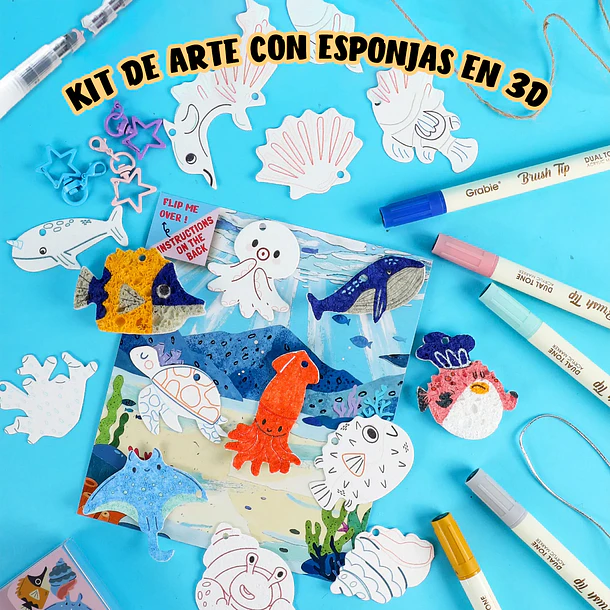 KIT CREATIVO DE ESPONJAS 3D DROP TO PUFF – UNDER THE SEA 8