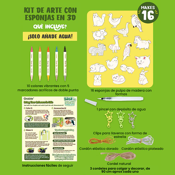 KIT CREATIVO DE ESPONJAS 3D DROP TO PUFF – ON THE FARM 2
