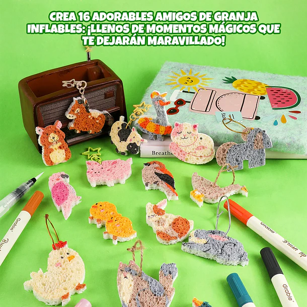 KIT CREATIVO DE ESPONJAS 3D DROP TO PUFF – ON THE FARM 5