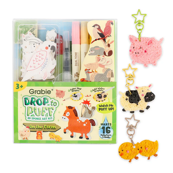 KIT CREATIVO DE ESPONJAS 3D DROP TO PUFF – ON THE FARM 1