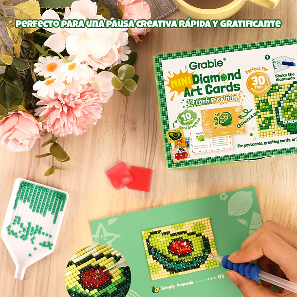 KIT DE MINI TARJETAS DE ARTE CON DIAMANTES - FRESH PICKINGS 6