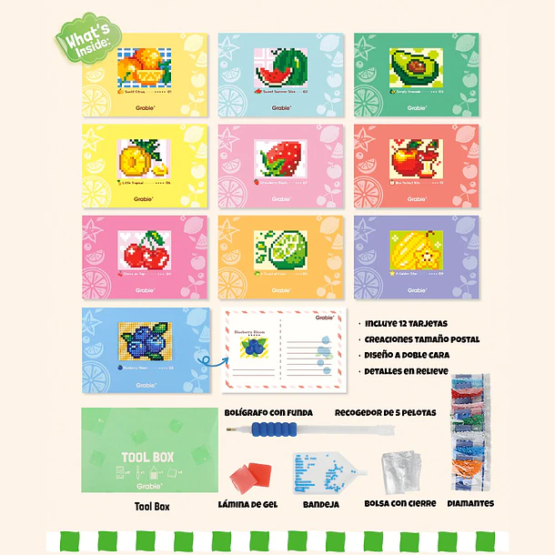 KIT DE MINI TARJETAS DE ARTE CON DIAMANTES - FRESH PICKINGS 3