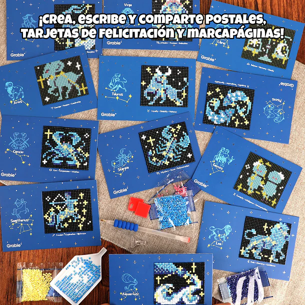KIT DE MINI TARJETAS DE ARTE CON DIAMANTES - ZODIAC GLOW 7