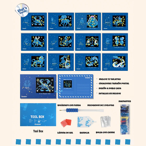 KIT DE MINI TARJETAS DE ARTE CON DIAMANTES - ZODIAC GLOW 3