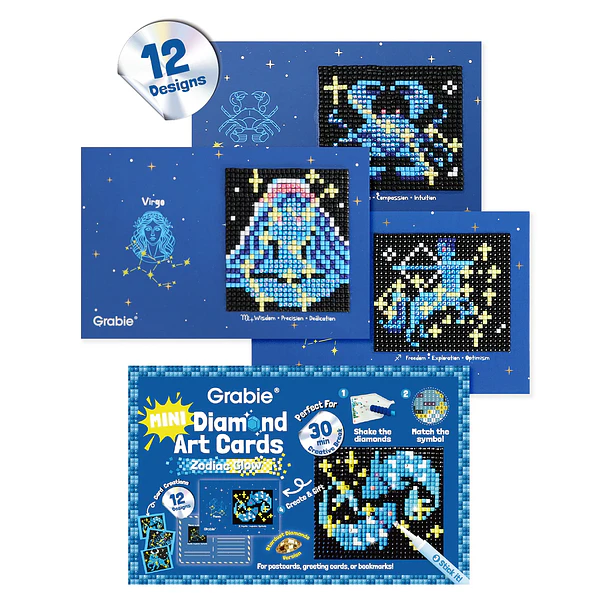 KIT DE MINI TARJETAS DE ARTE CON DIAMANTES - ZODIAC GLOW 1