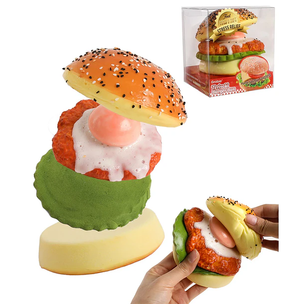 SQUISHY ANTIESTRÉS GRABIE – HAMBURGUESA TERIYAKI 1