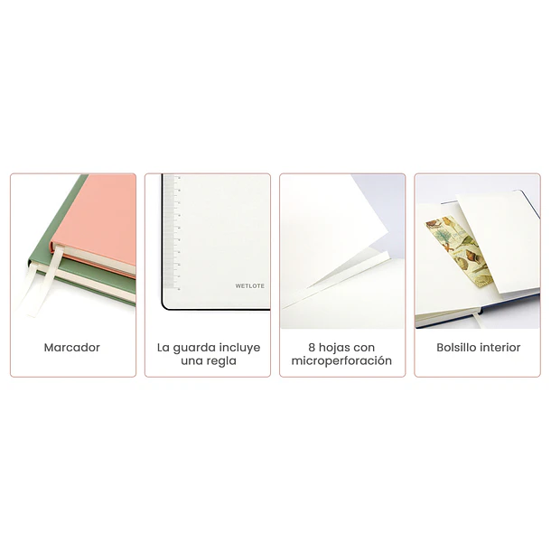 PACK CUADERNO A5 WETLOTE DE TAPA DURA BLACK/PINK PAPEL 80 G/M 142X210MM 106 HOJAS CON LINEAS 2