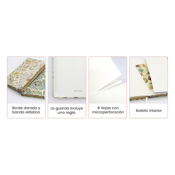 CUADERNO A5 WETLOTE DE TAPA DURA PRIMAVERA PAPEL CON LINEAS 80 G/M 142X210MM 106 HOJAS 2