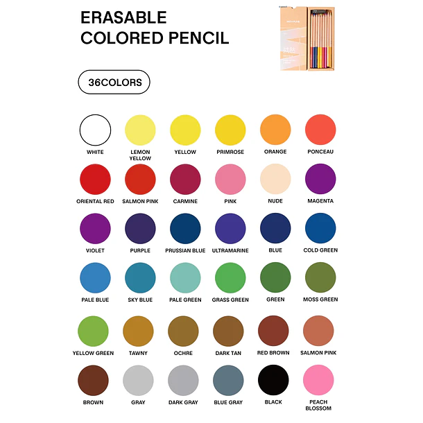 MIYA LÁPIZ DE COLOR BORRABLE 36 COLORES 4