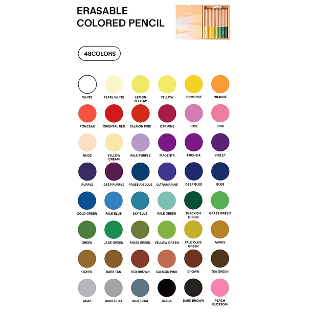 MIYA LÁPIZ DE COLOR BORRABLE 48 COLORES 2