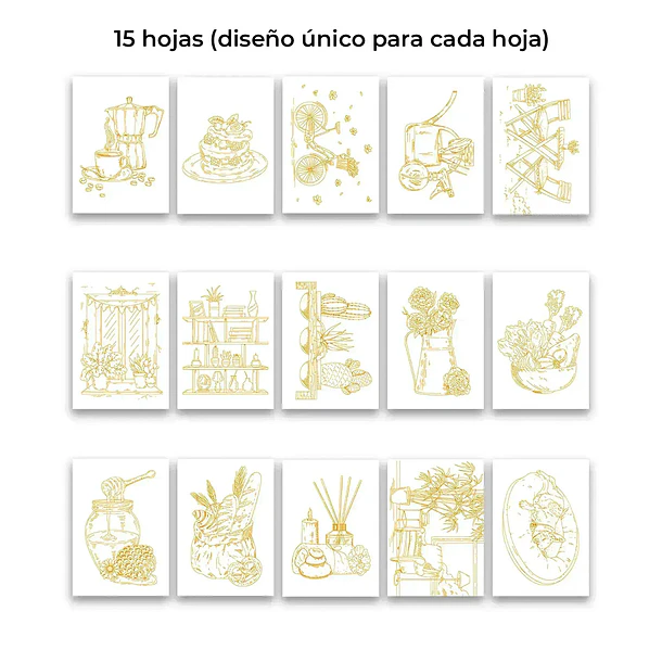LIBRO PARA COLOREAR ACUARELA 100% ALGODON ESCENAS COTIDIANAS (15 HOJAS 300 GSM)  5