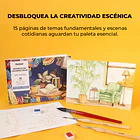 LIBRO PARA COLOREAR ACUARELA 100% ALGODON ESCENAS COTIDIANAS (15 HOJAS 300 GSM)  4