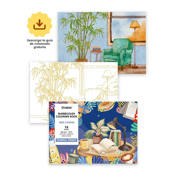 LIBRO PARA COLOREAR ACUARELA 100% ALGODON ESCENAS COTIDIANAS (15 HOJAS 300 GSM)  1