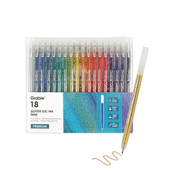 SET DE 18 LÁPICES GEL CON GLITTER IRIDISCENTE