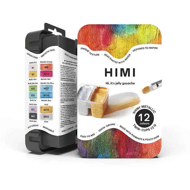SET DE GOUACHE SHINY METALLIC HIMI 12 COLORES 12G 1