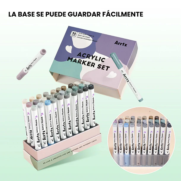 ARRTX MARCADORES ACRÍLICOS DE 30 COLORES GRISES (PUNTA PINCEL) 5