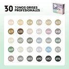 ARRTX MARCADORES ACRÍLICOS DE 30 COLORES GRISES (PUNTA PINCEL) 2