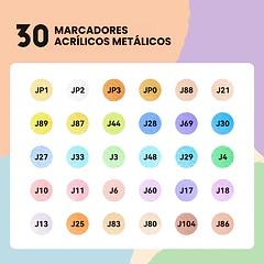 ARRTX MARCADORES ACRÍLICOS DE 30 COLORES METALICOS (PUNTA PINCEL)