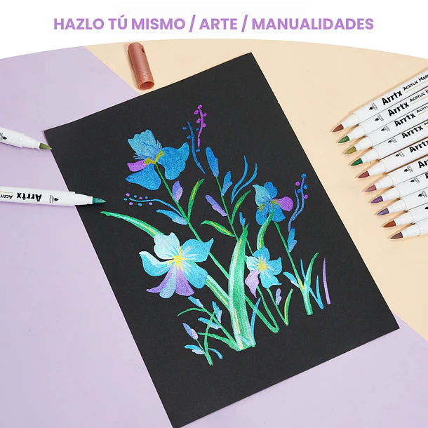 ARRTX MARCADORES ACRÍLICOS DE 30 COLORES METALICOS (PUNTA PINCEL) 6