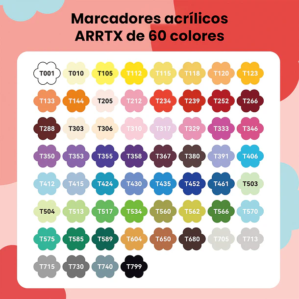 ARRTX MARCADORES ACRÍLICOS DE 60 COLORES (PUNTA PINCEL) 3