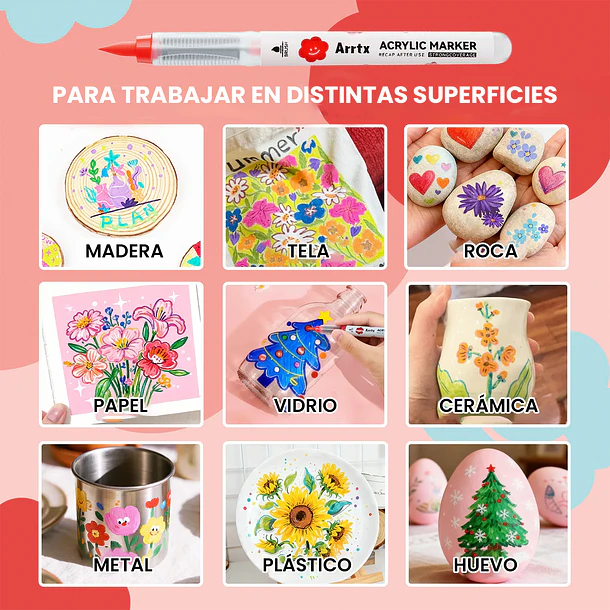 ARRTX MARCADORES ACRÍLICOS DE 60 COLORES (PUNTA PINCEL) 4