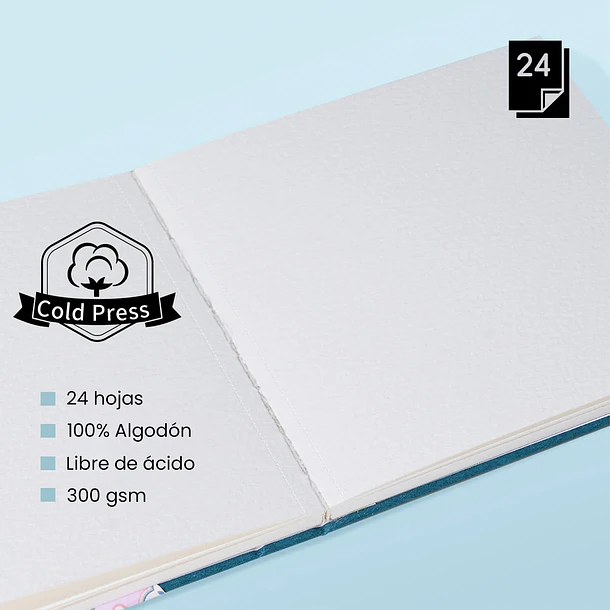 ARRTX CUADERNO DE BOCETOS PARA ACUARELA 24 PAGINAS 300 GRS 13.97 x 13.97 CM 2