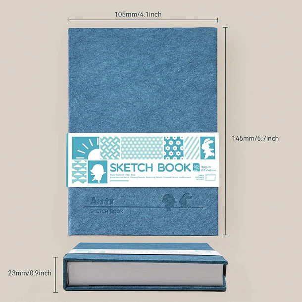 ARRTX CUADERNO DE BOCETOS DE 60 HOJAS TAMAÑO A6 TAPA DURA 2