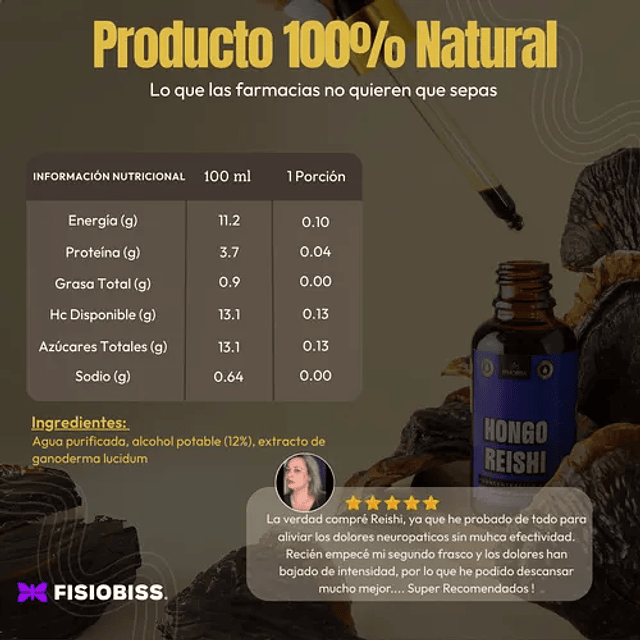 Reishi en Gotas Extracto 30 ml 400 mg – Fisiobiss