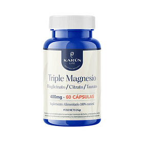 Triple Magnesio Karün Life 400 mg – Bisglicinato, Citrato y Taurato | 60 Cápsulas Veganas