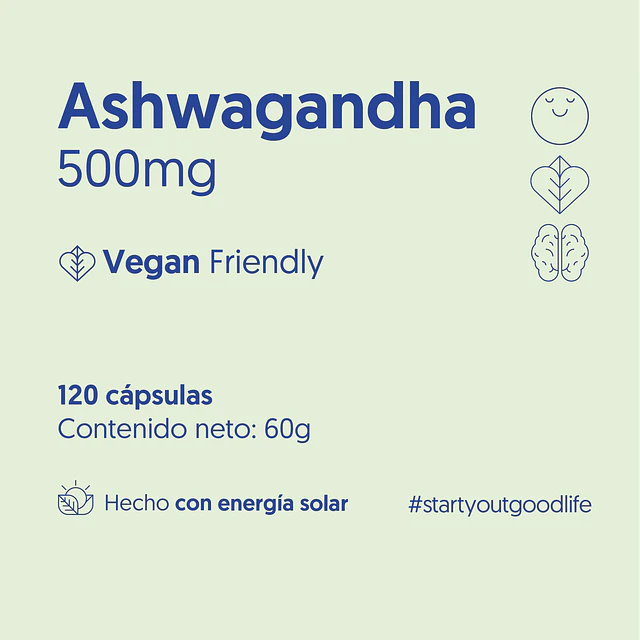 Ashwagandha 500mg Vegana Biostream 120 Cápsulas
