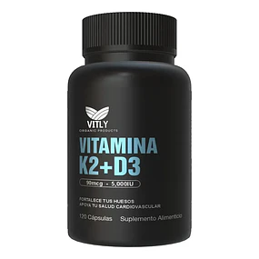 Vitamina K2 + D3 Premium 120 Cápsulas | Vitly