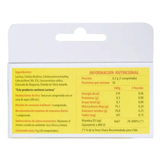 Vitamina D3 800 UI 30 Comprimidos | Apoyo para Huesos y Sistema Inmune