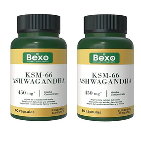 Pack 2 Unid Ashwagandha Ksm66 | 450mg Antistress Estado Mental