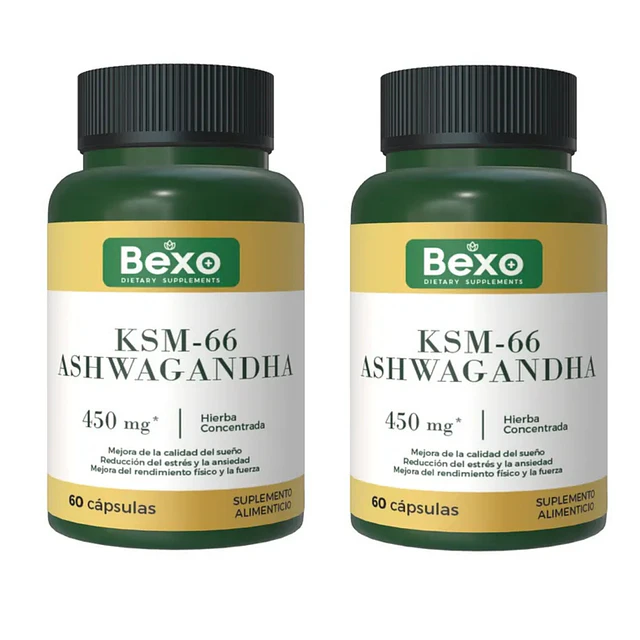 Pack 2 Unid Ashwagandha Ksm66 | 450mg Antistress Estado Mental