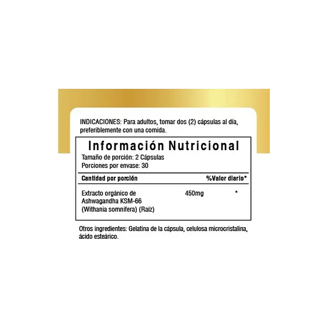 Pack 2 Unid Ashwagandha Ksm66 | 450mg Antistress Estado Mental