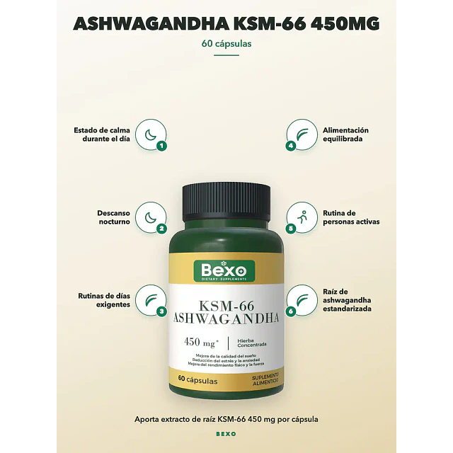 Ashwagandha KSM-66® 450mg Bexo – 60 Cápsulas