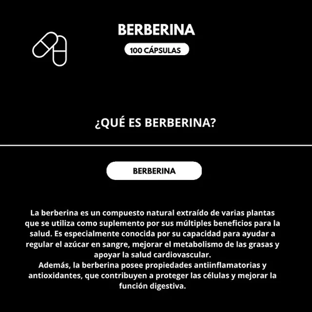 Berberina 100 Cápsulas – Apoya tu metabolismo y controla tu glucosa naturalmente