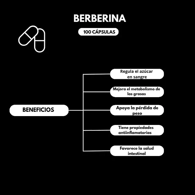Berberina 100 Cápsulas – Apoya tu metabolismo y controla tu glucosa naturalmente