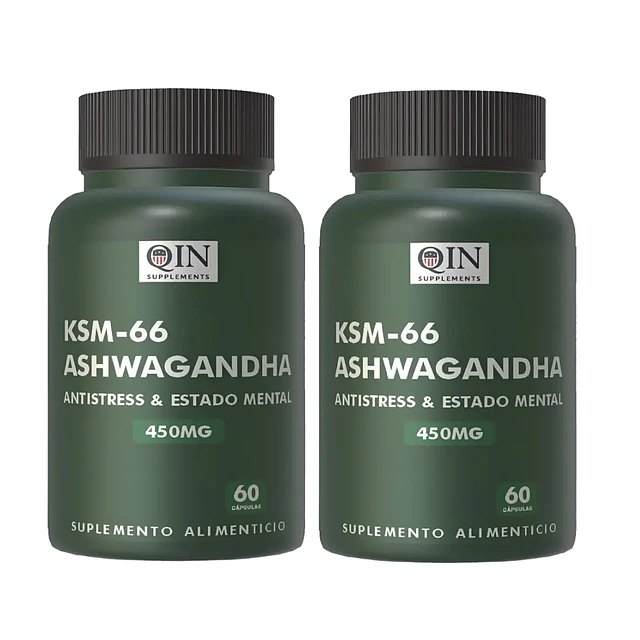 Pack 2 Ashwagandha KSM-66 Qin 450 mg | Antiestrés Energía y Enfoque