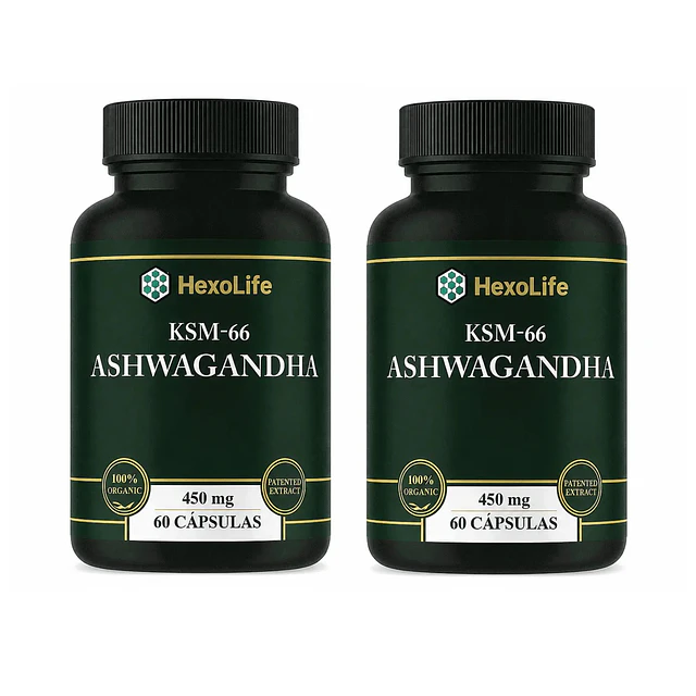 Pack 2 Ashwagandha Hexolife Ksm66 | 450mg Antistress