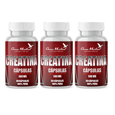 Creatina Pura Gm 3 Frascos 180 Capsulas 3x60 Caps