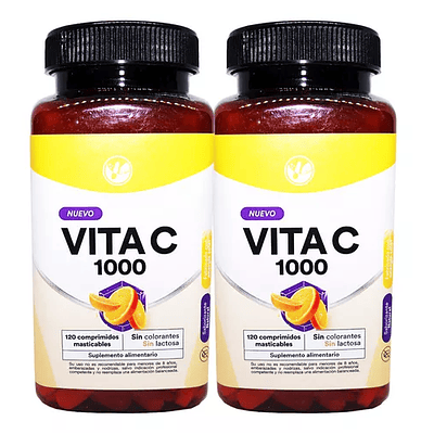 Vitamina C 1000mg Nf 2 Frascos 240 Comp. Masticables 2x120