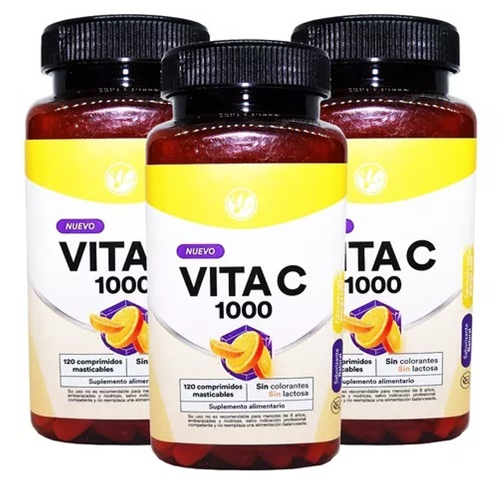 Vitamina C 1000mg Nf 3 Frascos 360 Comp. Masticables 3x120