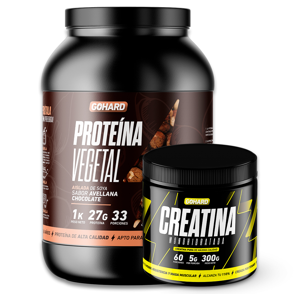 Pack Proteina Vegetal Avellana 1 Kg + Creatina 300 Gr Gohard