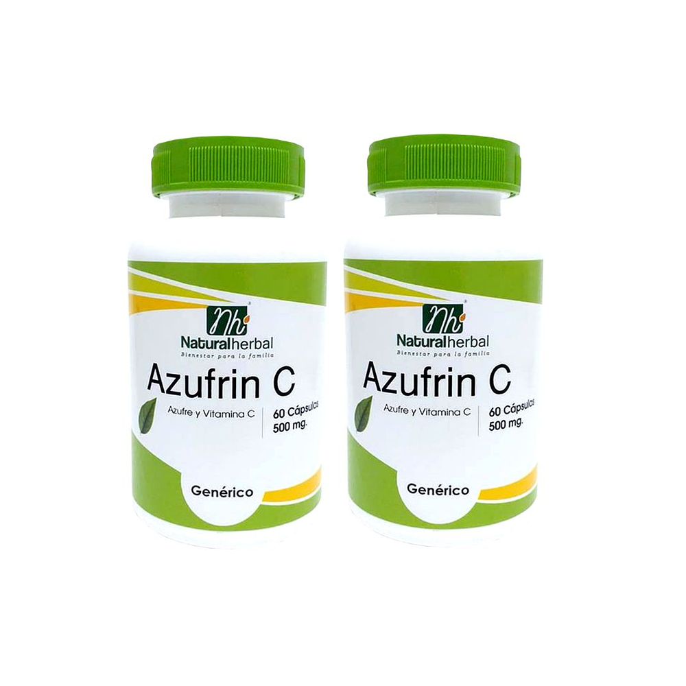 Azufrin : Azufre + Vit C Nh 120 Capsulas 2x60 Caps. Acne