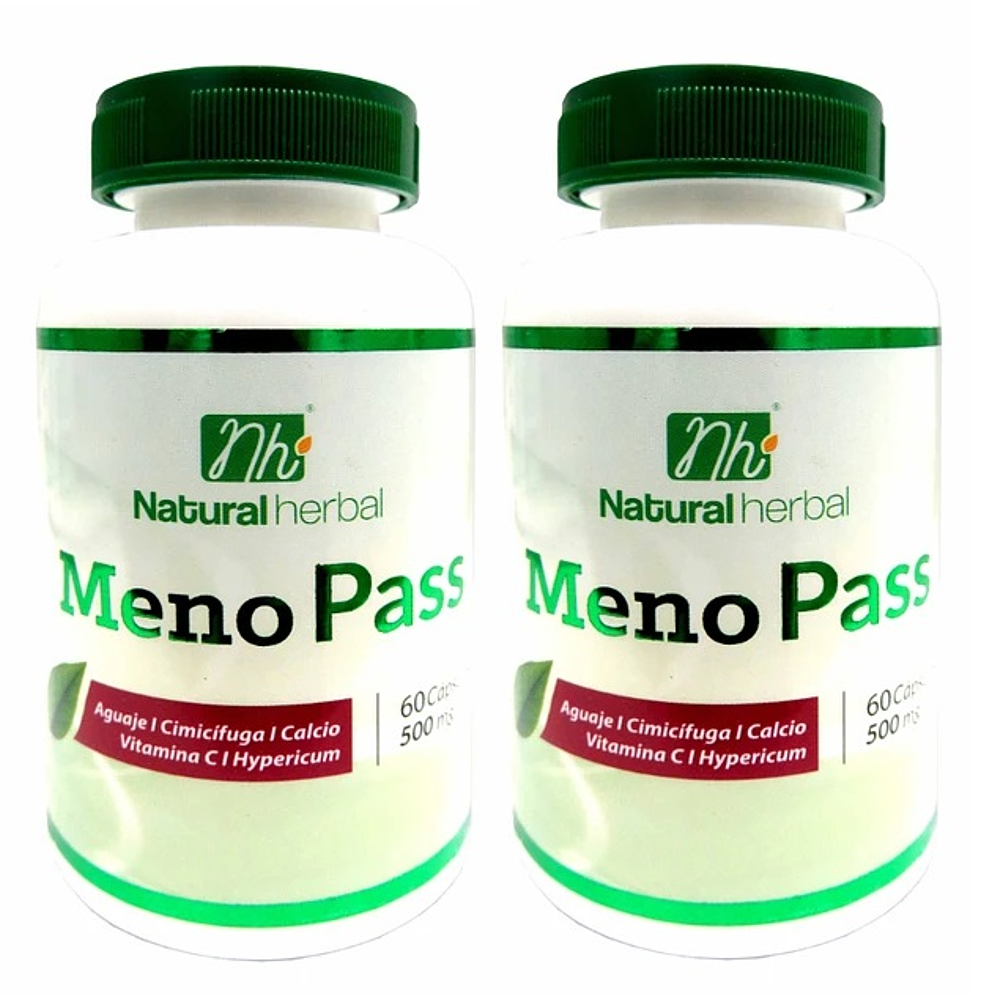 Meno Pass : Aguaje + Cimicifuga + Hipericum ++ Nh 120 Cap 2x60. Menopausia