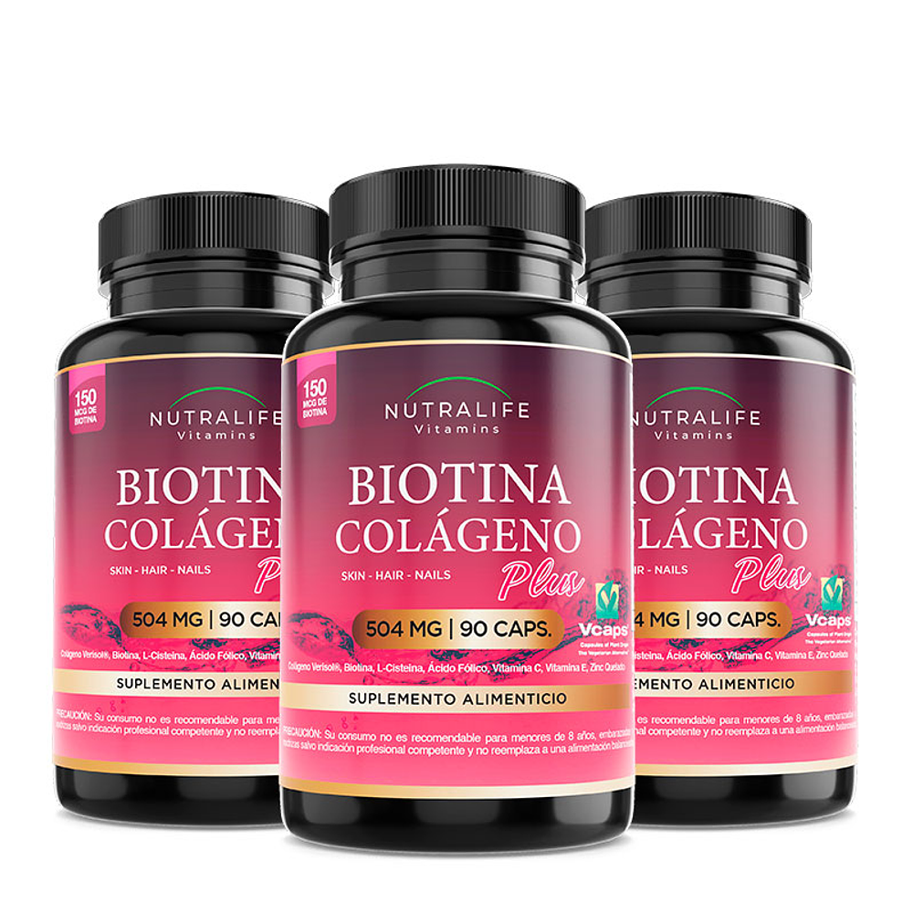 Biotina + Colageno + Zinc + Vitaminas E & C ++ Lf 270 Caps 3x90