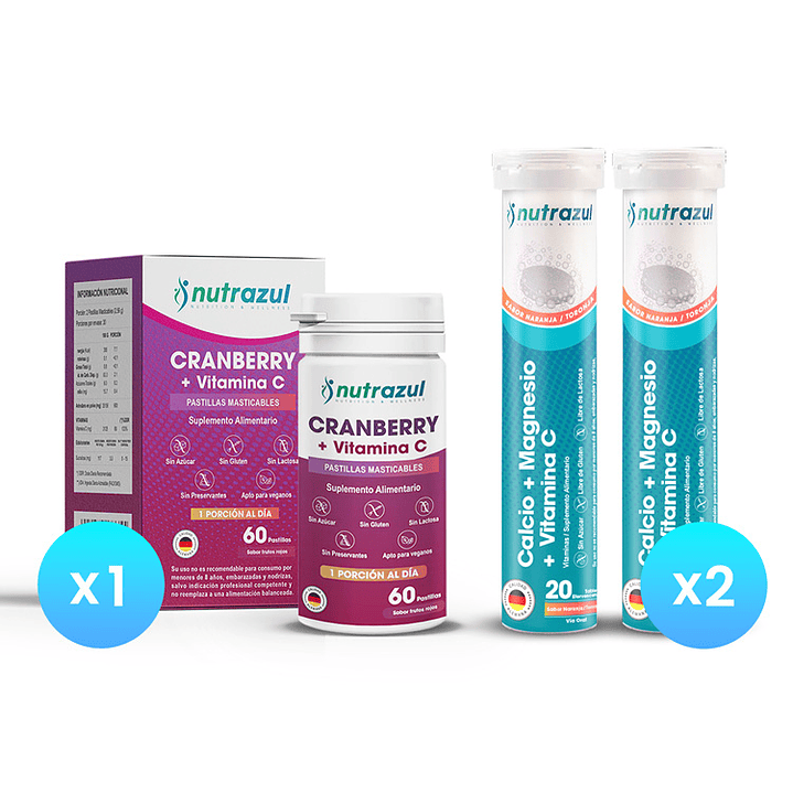 Pack Cranberry + 2 Calcio + Magnesio + Vitamina C 1
