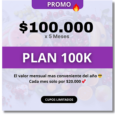 Asesoría Nutricional 100K 🎉 (5 Meses) 