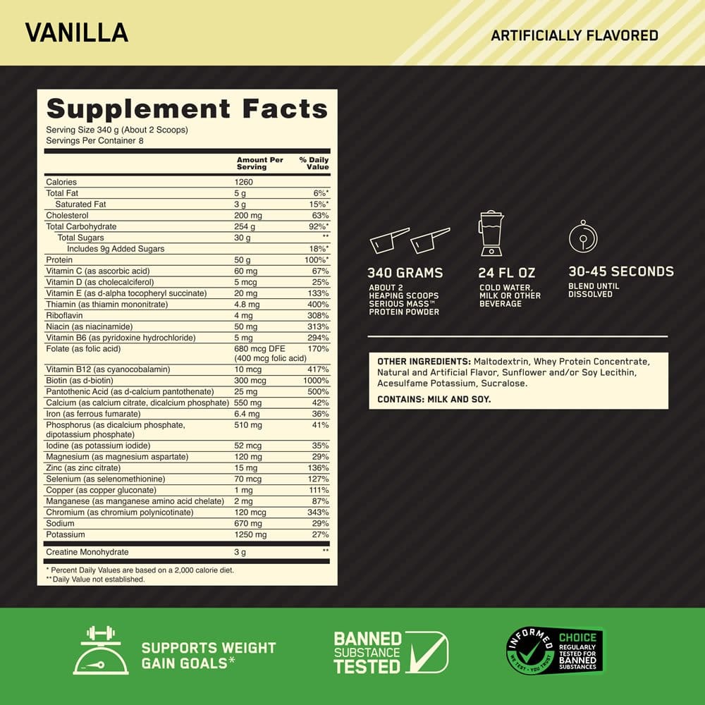 SERIOUS MASS 3LB-6LB-12LB / OPTIMUN NUTRITION  4